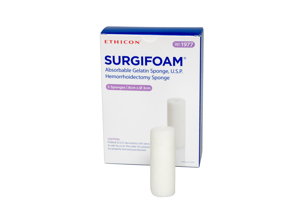 SURGIFOAM® Absorbable Gelatin Sponge, Hemorrhoidectomy Sponge, 1977
